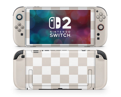 Lux Skins Nintendo Switch 2 Checkered Beige Classic no logo Skins - Pattern  Skin