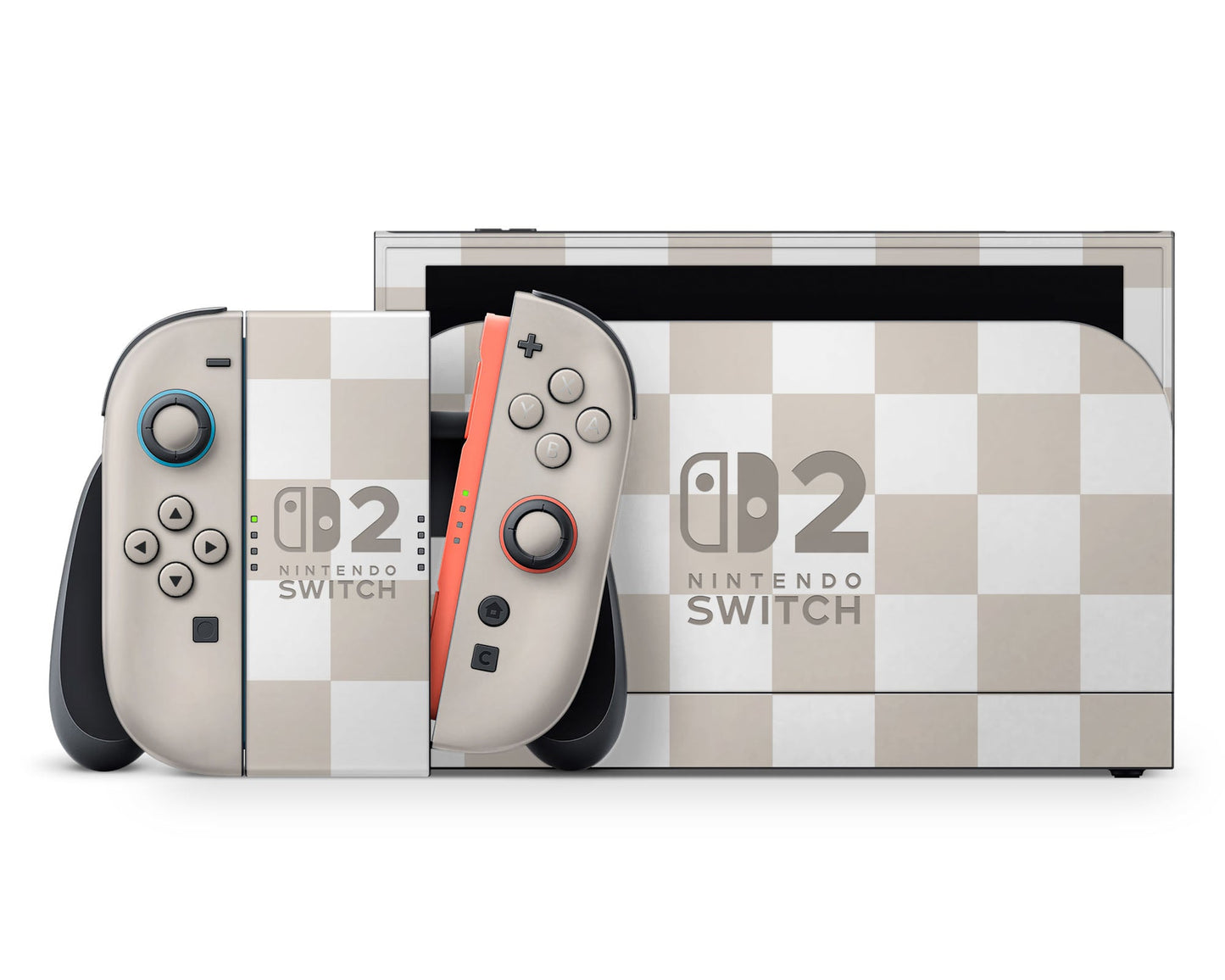 Lux Skins Nintendo Switch 2 Checkered Beige Nintendo logo Skins - Pattern  Skin