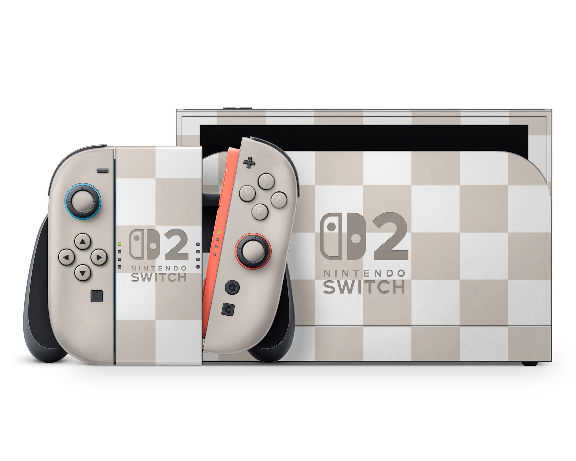 Lux Skins Nintendo Switch 2 Checkered Beige Nintendo logo Skins - Pattern  Skin