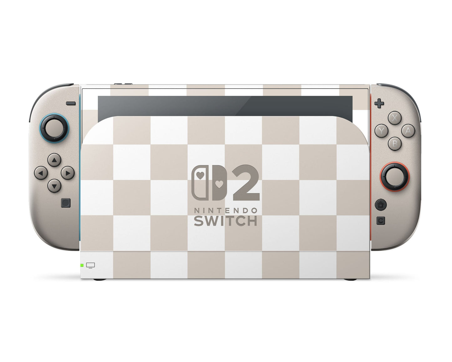 Lux Skins Nintendo Switch 2 Checkered Beige Hearts logo Skins - Pattern  Skin