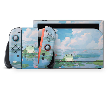 Lux Skins Nintendo Switch 2 Cute Lily Pad Frog Full Set +Tempered Glass Skins - Animal  Skin