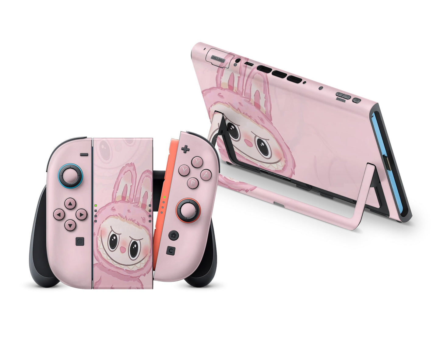 Lux Skins Nintendo Switch 2 Cute Pink Labubu Full Set +Tempered Glass Skins - Pop culture Pattern Skin