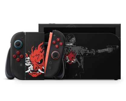 Lux Skins Nintendo Switch 2 Cyberpunk 2077 Samurai Jacket Full Set +Tempered Glass Skins - Pop culture Cyberpunk Skin