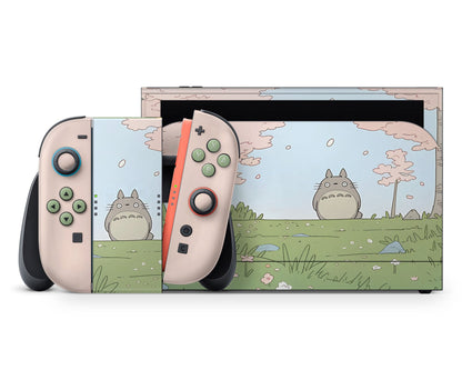 Lux Skins Nintendo Switch 2 Totoro Pretty Pink Fields Full Set +Tempered Glass Skins - Pop culture Totoro Skin