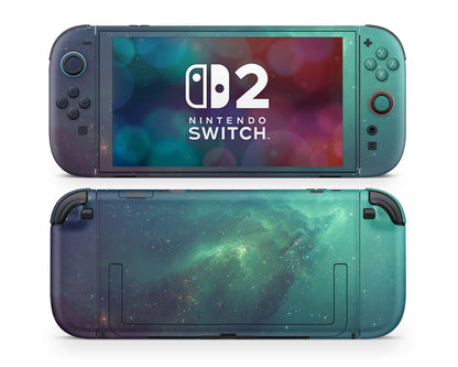 Lux Skins Nintendo Switch 2 Green Stardust Galaxy Joycons Only Skins - Pattern Galaxy Skin