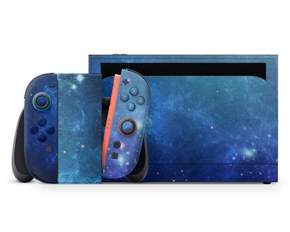 Lux Skins Nintendo Switch 2 Ethereal Blue Stardust Galaxy Full Set +Tempered Glass Skins - Pattern Galaxy Skin