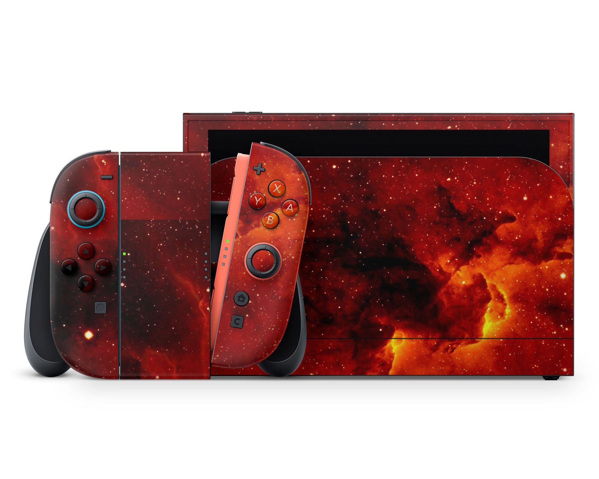 Lux Skins Nintendo Switch 2 Red Stardust Galaxy Full Set +Tempered Glass Skins - Pattern Galaxy Skin