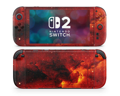 Lux Skins Nintendo Switch 2 Red Stardust Galaxy Joycons Only Skins - Pattern Galaxy Skin