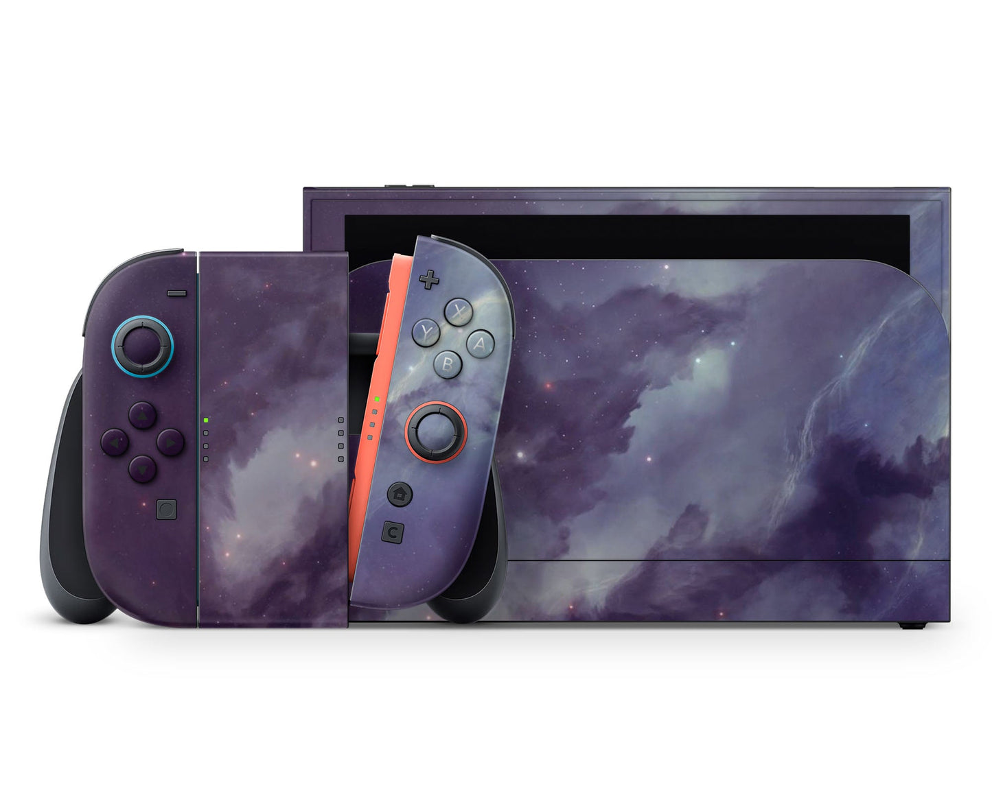 Lux Skins Nintendo Switch 2 Purple Ethereal Galaxy Full Set +Tempered Glass Skins - Pattern Galaxy Skin