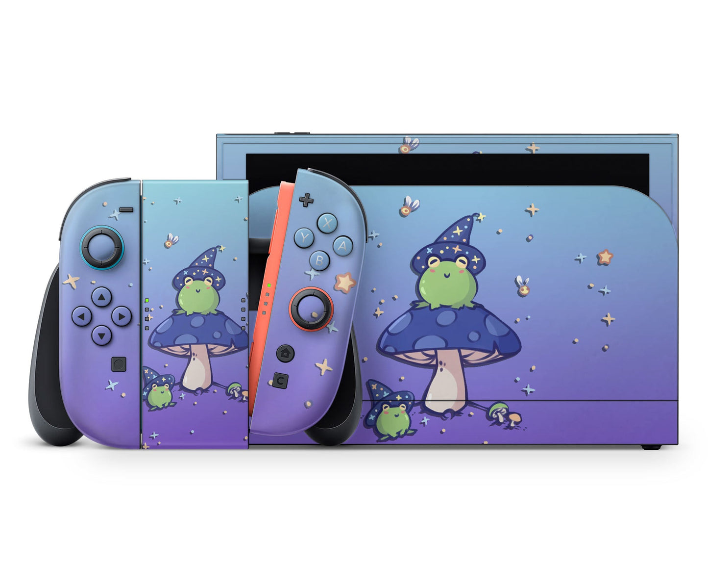 Lux Skins Nintendo Switch 2 Lavender Teal Witch Frog Full Set +Tempered Glass Skins - Animal Cute Skin