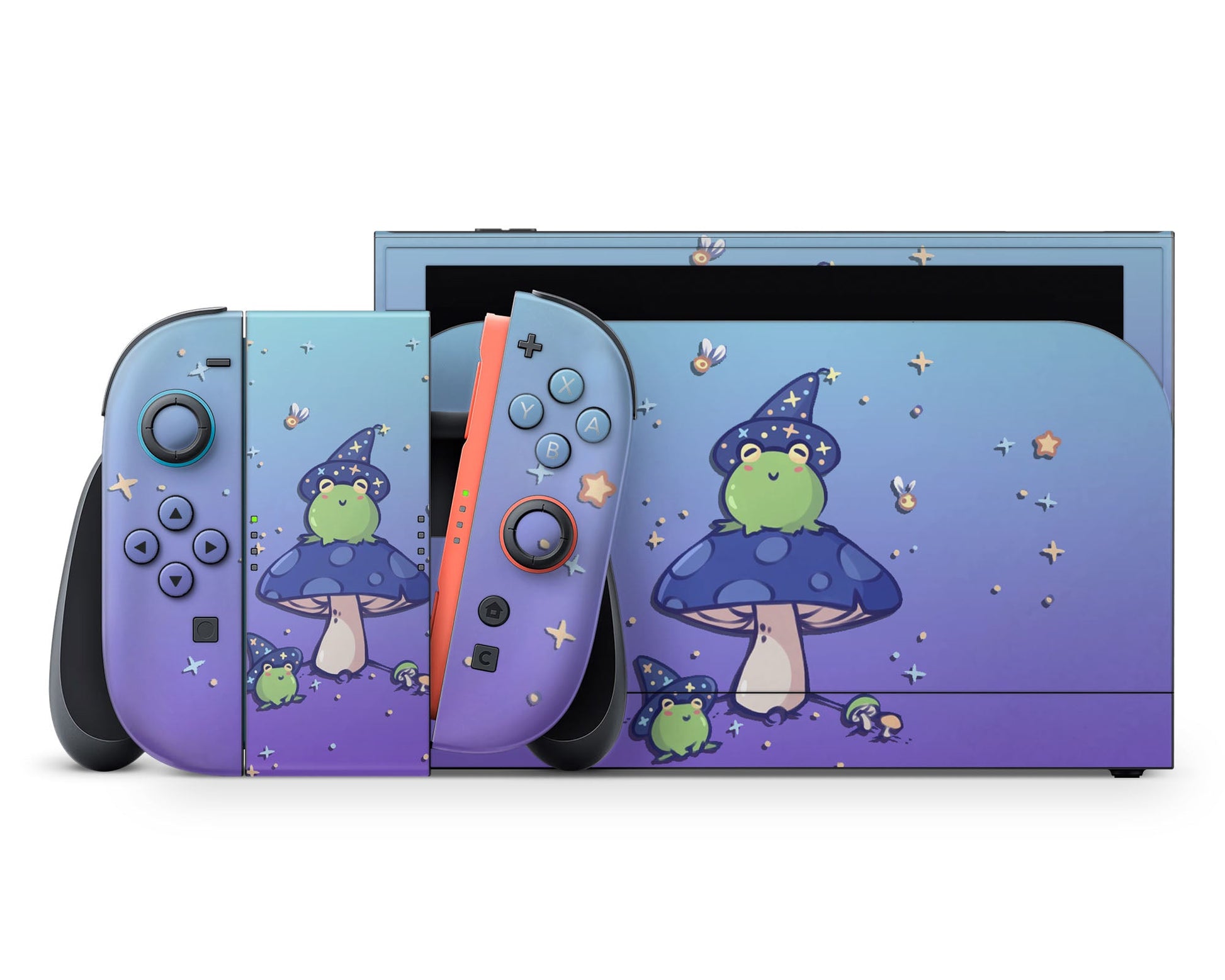 Lux Skins Nintendo Switch 2 Lavender Teal Witch Frog Full Set +Tempered Glass Skins - Animal Cute Skin