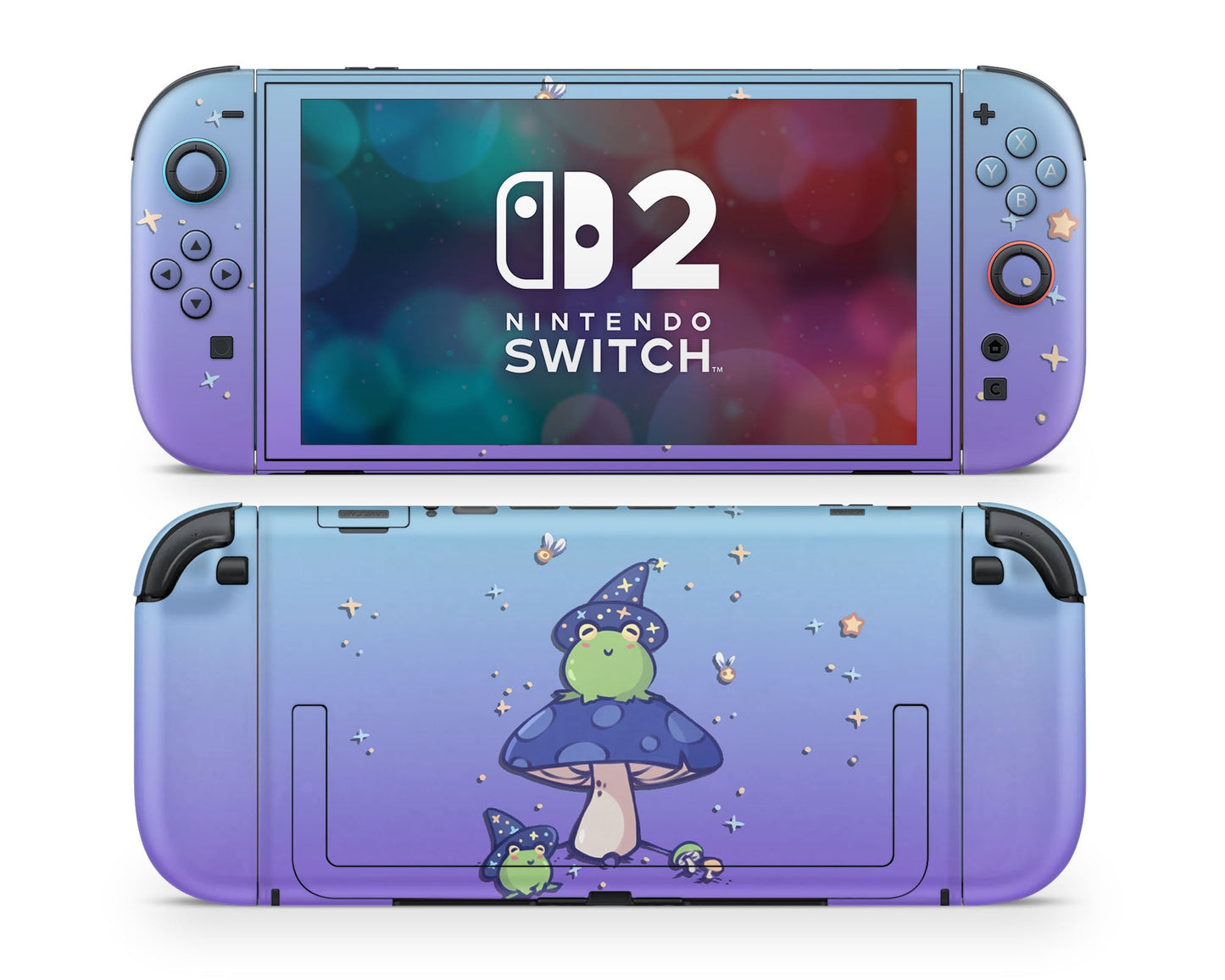 Lux Skins Nintendo Switch 2 Lavender Teal Witch Frog Joycons Only Skins - Animal Cute Skin