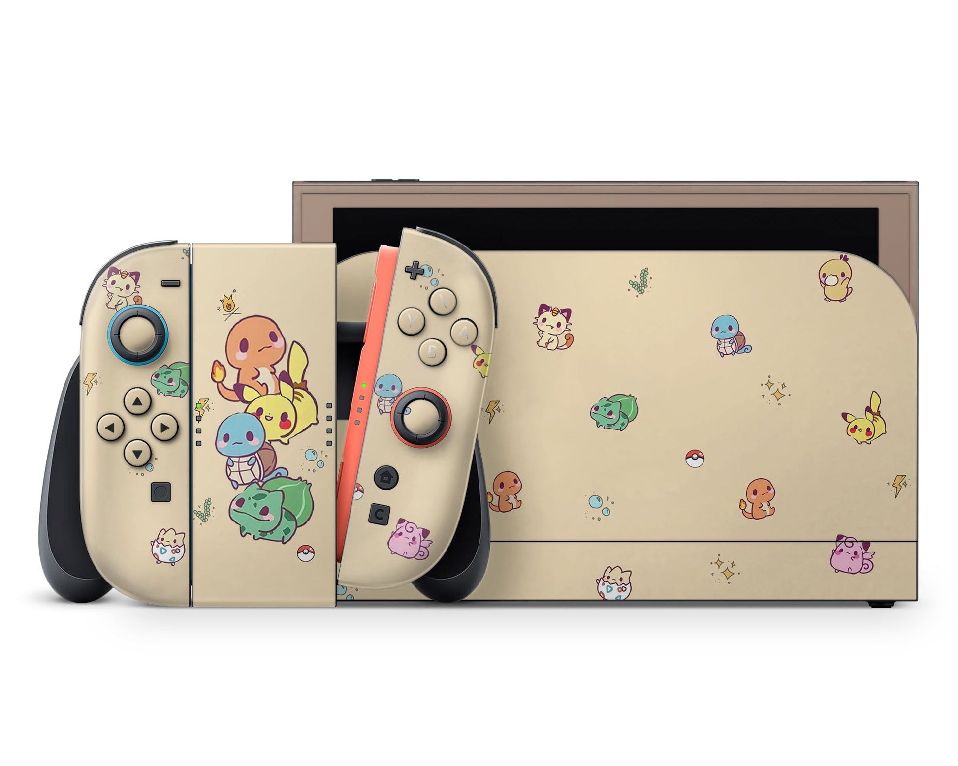 Lux Skins Nintendo Switch 2 Cosy Pokemon Pattern Full Set +Tempered Glass Skins - Pop culture Pokemon Skin