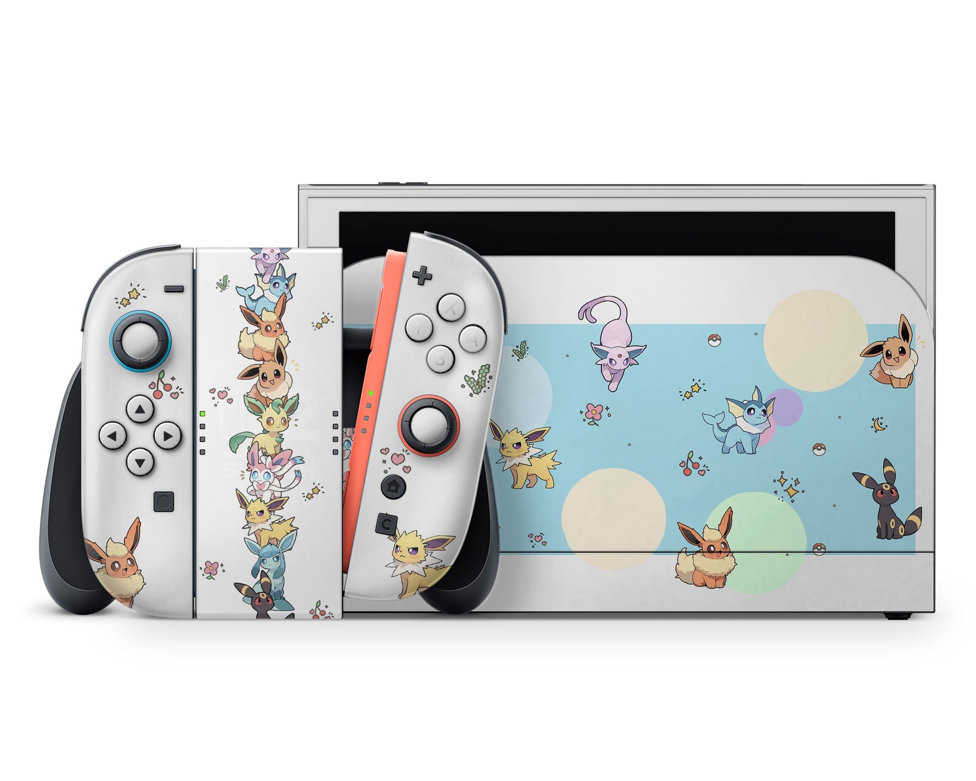 Lux Skins Nintendo Switch 2 Everspark Eeveelution Full Set +Tempered Glass Skins - Pop culture Pokemon Skin