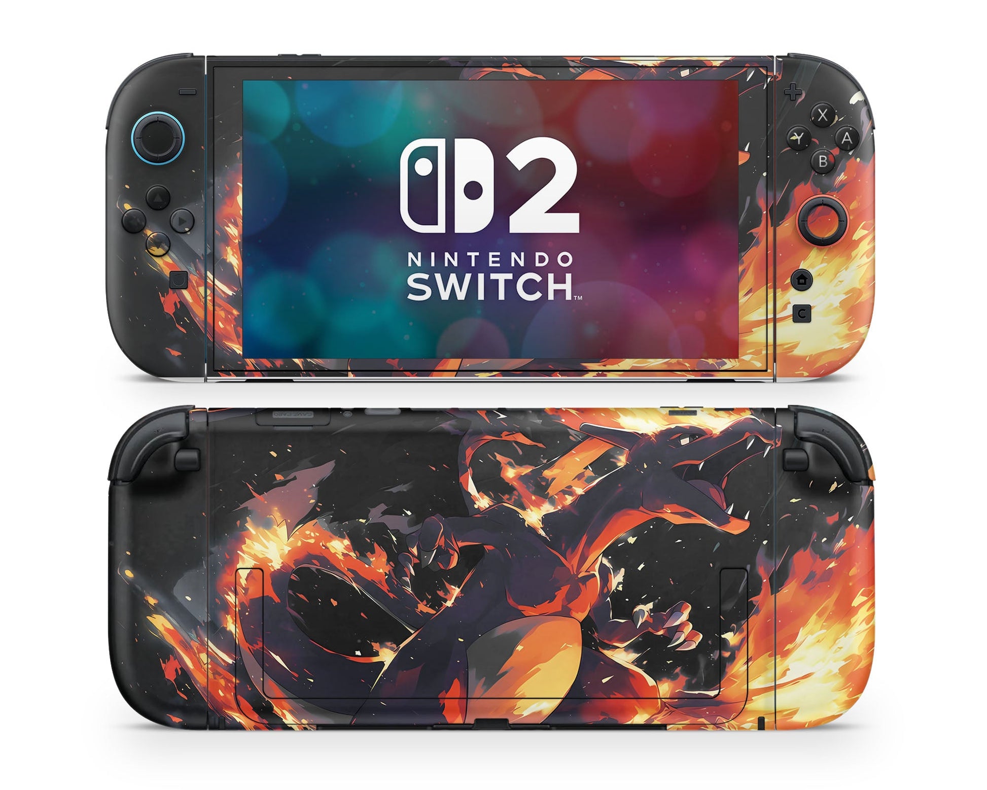 Lux Skins Nintendo Switch 2 Pokemon Charizard Flames Joycons Only Skins - Pop culture Pokemon Skin