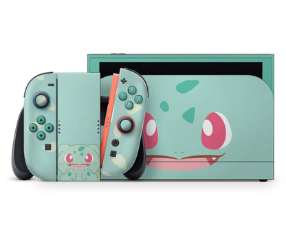 Lux Skins Nintendo Switch 2 Pokemon Bulbasaur Full Set +Tempered Glass Skins - Pop culture Pokemon Skin