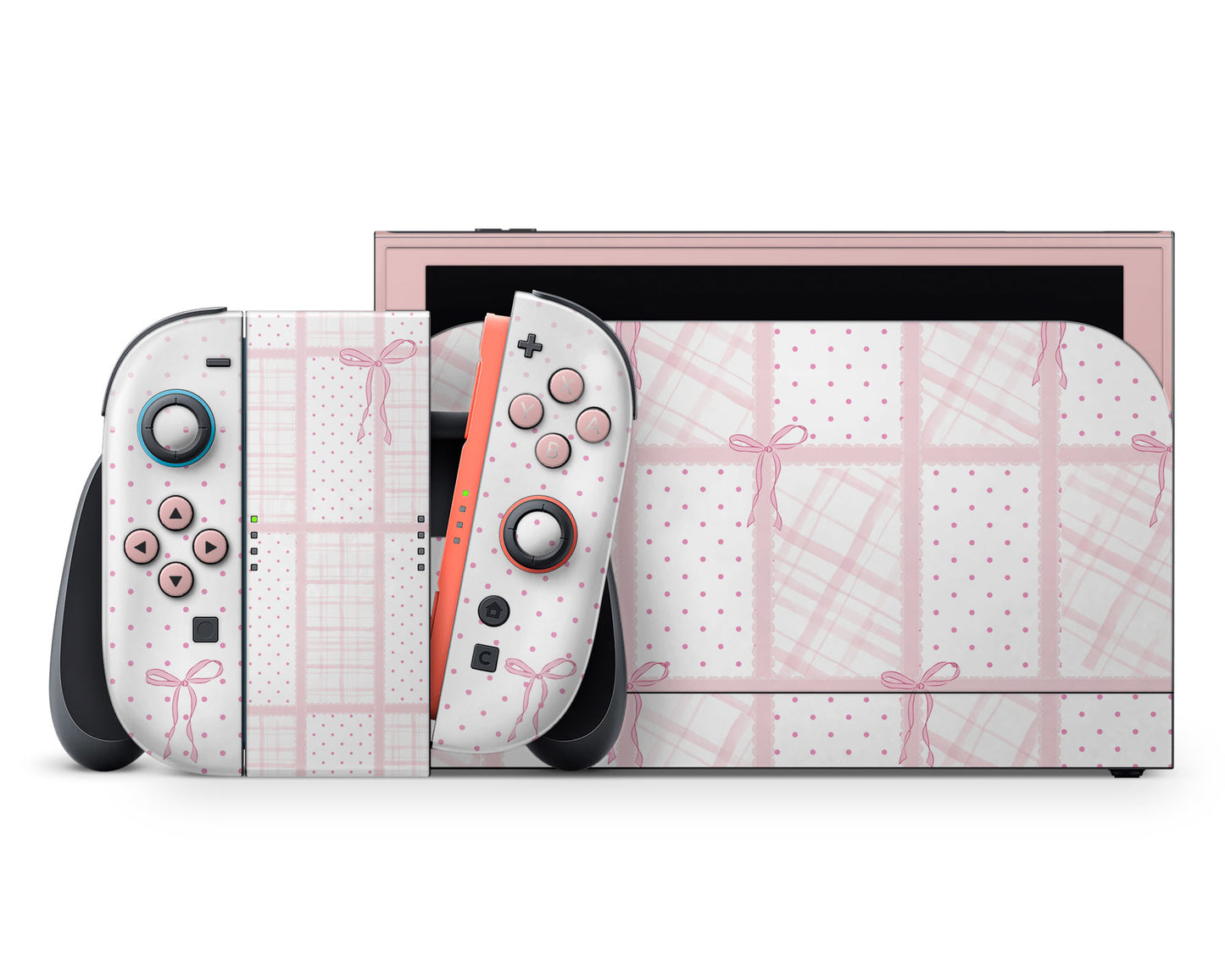 Lux Skins Nintendo Switch 2 Cute Pink Bow Full Set +Tempered Glass Skins - Pattern  Skin