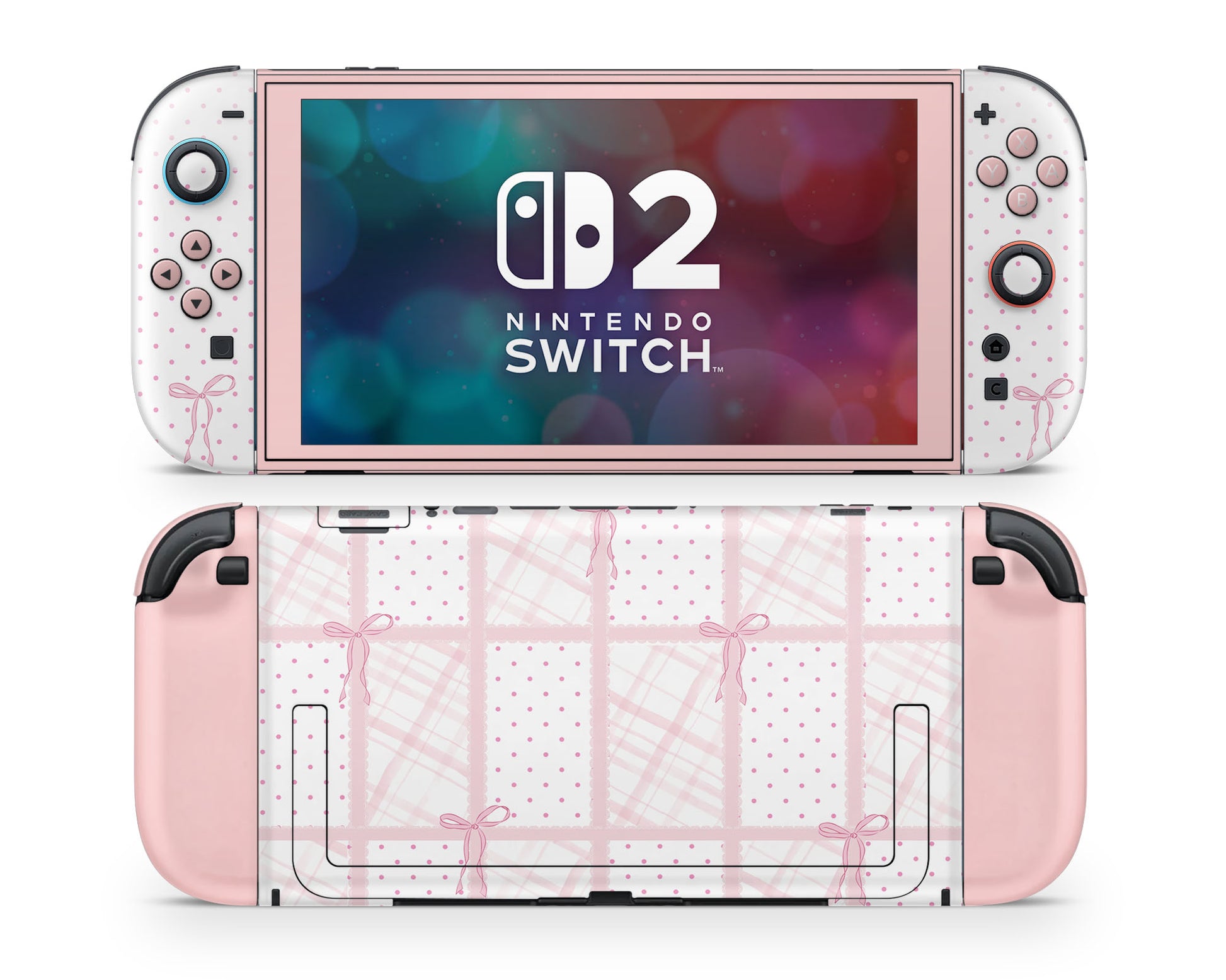 Lux Skins Nintendo Switch 2 Cute Pink Bow Joycons Only Skins - Pattern  Skin