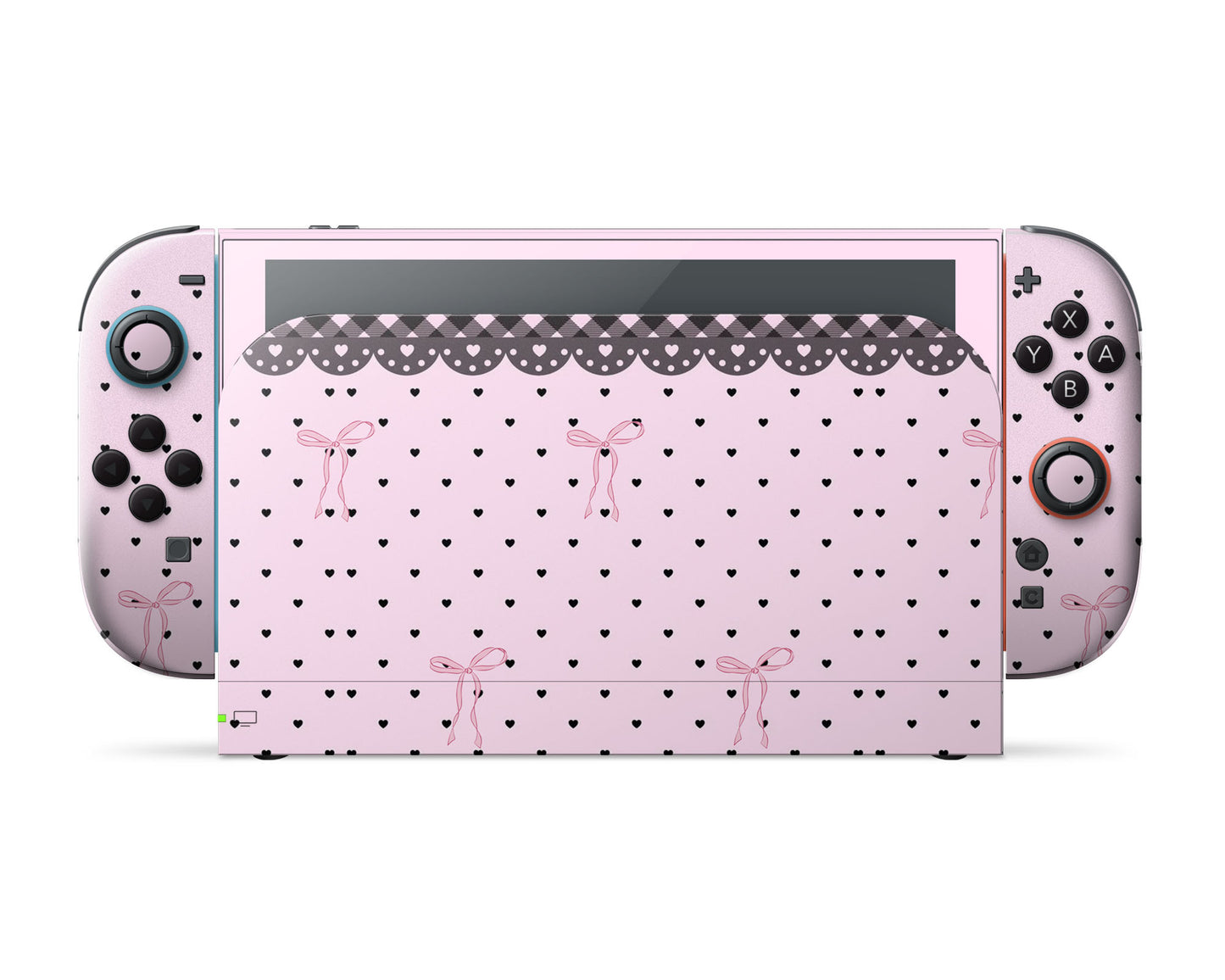 Lux Skins Nintendo Switch 2 Pink Bow Black Lace Full Set Skins - Pattern  Skin