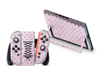 Pink Bow Black Lace Nintendo Switch 2 Skin