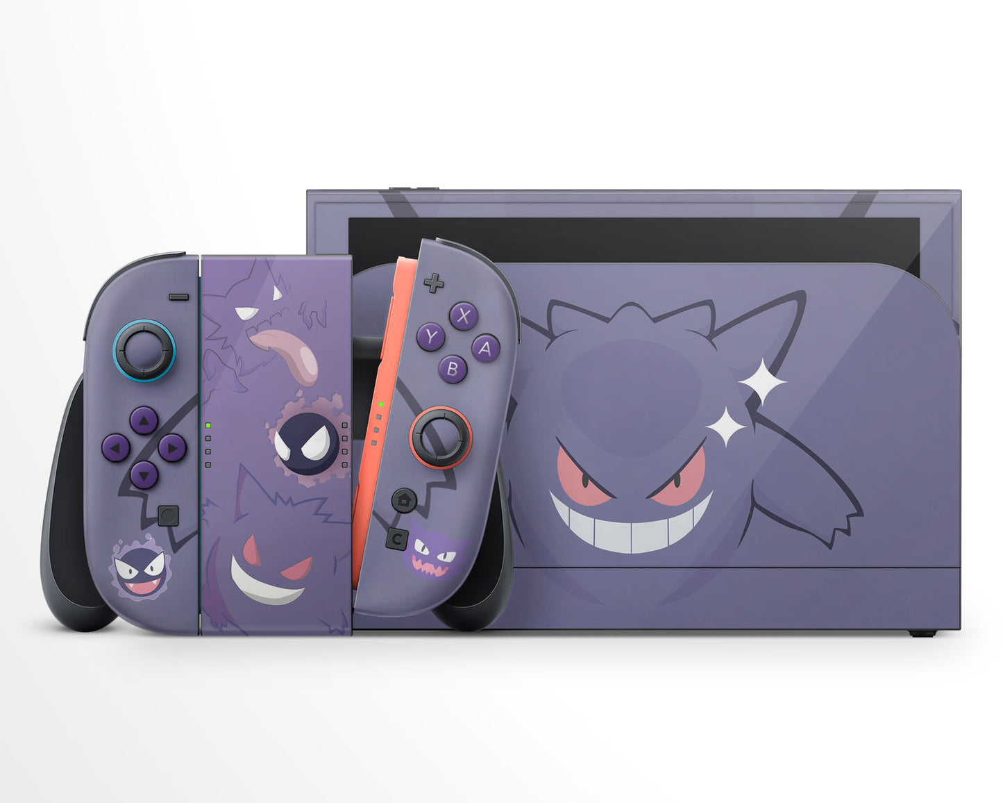 Lux Skins Nintendo Switch 2 Gengar Ghost Full Set +Tempered Glass Skins - Pop culture Pika Skin