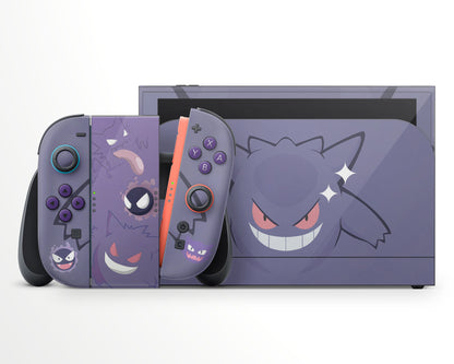 Lux Skins Nintendo Switch 2 Gengar Ghost Full Set +Tempered Glass Skins - Pop culture Pika Skin