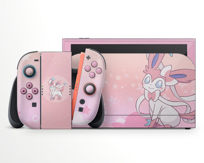 Lux Skins Nintendo Switch 2 Fairy Sylveon Full Set +Tempered Glass Skins - Pop culture Pika Skin