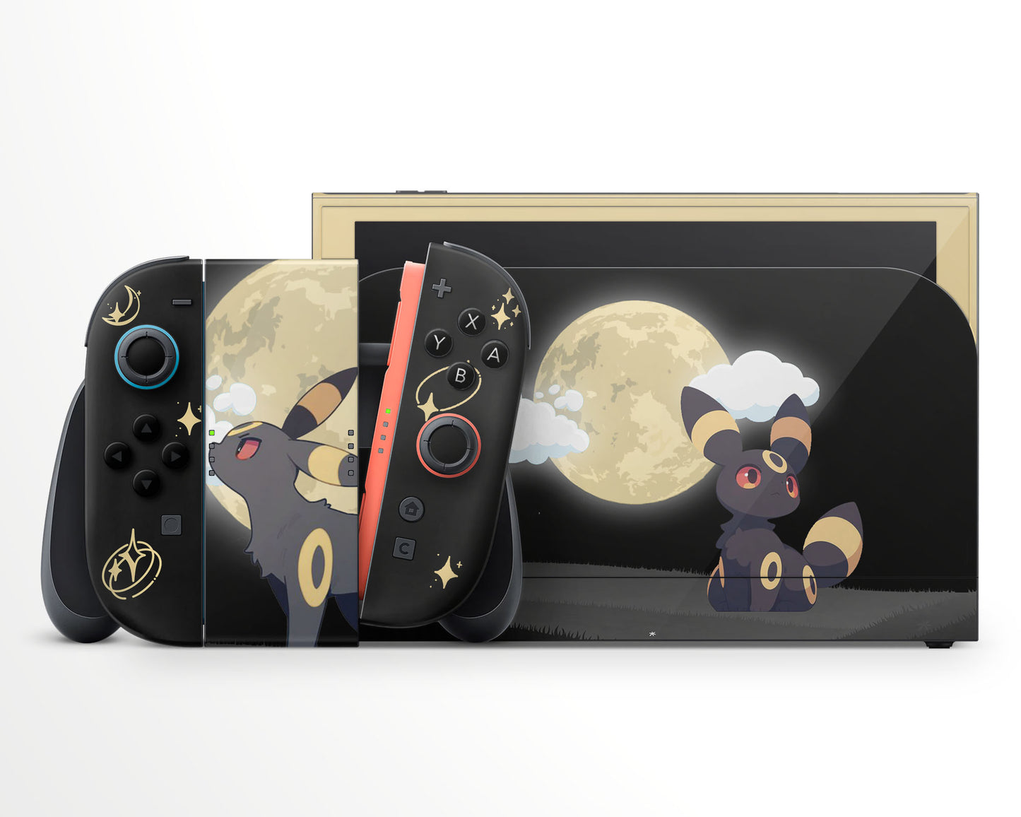 Lux Skins Nintendo Switch 2 Moonlight Umbreon Full Set +Tempered Glass Skins - Pop culture Pika Skin