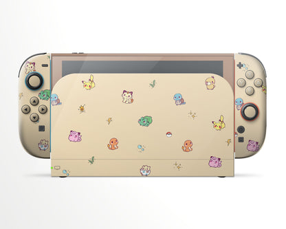 Lux Skins Nintendo Switch 2 Cute Beige Poke Pattern Full Set Skins - Pop culture Pika Skin