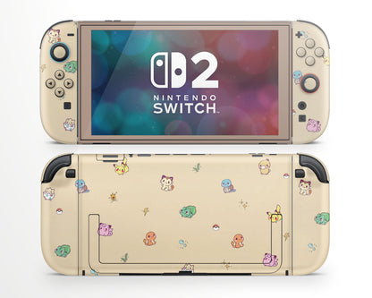 Lux Skins Nintendo Switch 2 Cute Beige Poke Pattern Joycons Only Skins - Pop culture Pika Skin