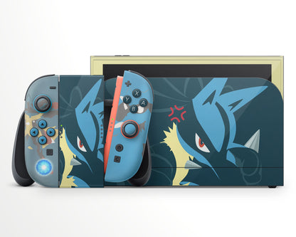 Lux Skins Nintendo Switch 2 Aura Lucario Full Set +Tempered Glass Skins - Pop culture Pika Skin