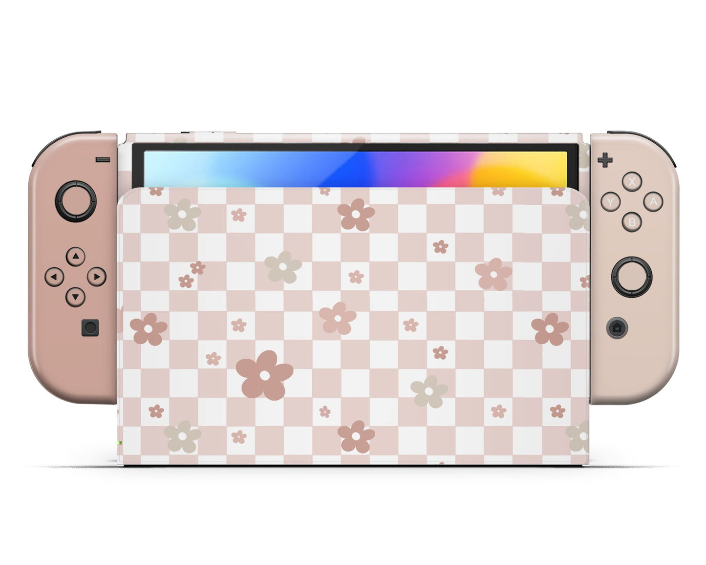 Lux Skins Nintendo Switch OLED Ceramic Rose Danish Pastel Hearts logo Skins - Art Floral Skin