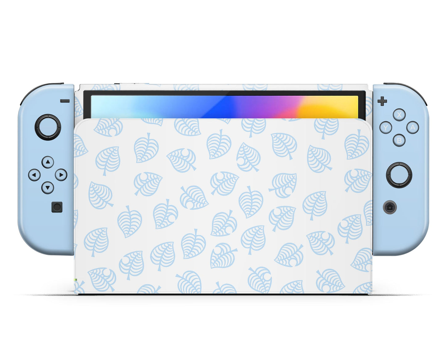 Lux Skins Nintendo Switch OLED Animal Crossing Leaf Blue Joycons Only Skins - Pop culture Animal Crossing Skin