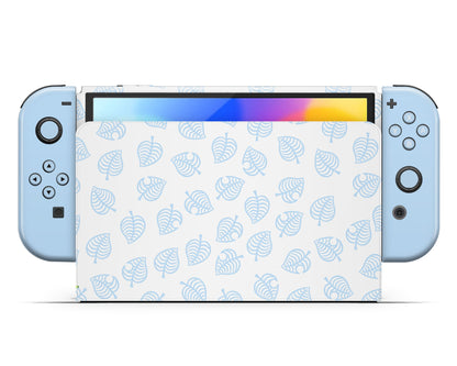 Lux Skins Nintendo Switch OLED Animal Crossing Leaf Blue Joycons Only Skins - Pop culture Animal Crossing Skin
