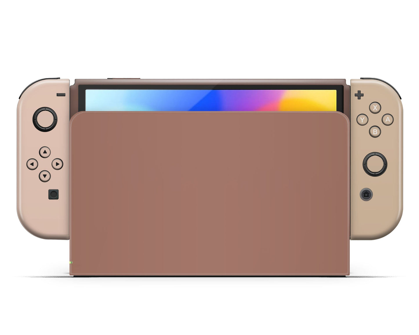 Lux Skins Nintendo Switch OLED Latte Time Hearts logo Skins - Solid Colours Colour Blocking Skin
