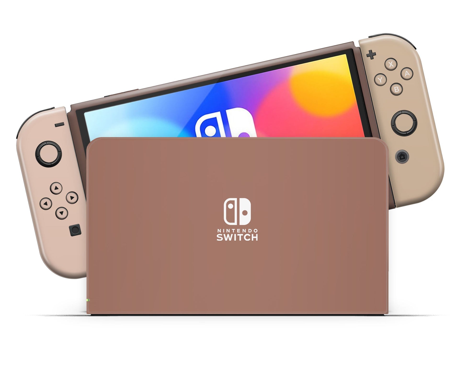 Lux Skins Nintendo Switch OLED Latte Time Nintendo logo Skins - Solid Colours Colour Blocking Skin