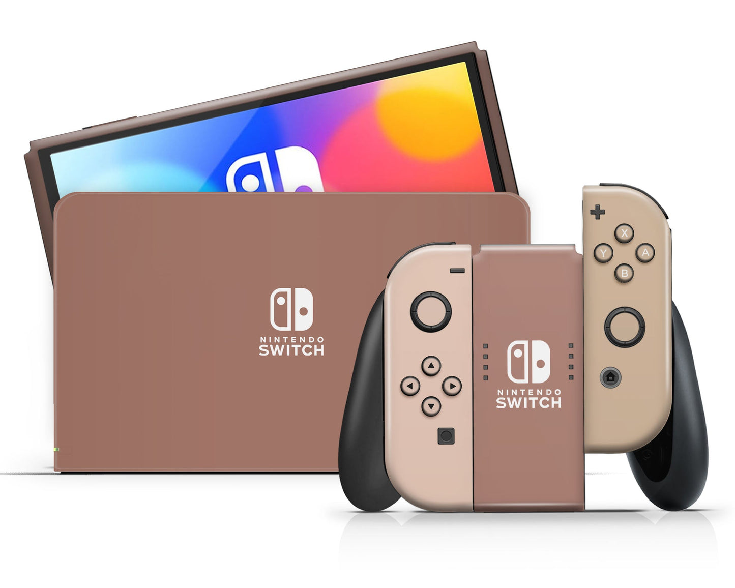 Lux Skins Nintendo Switch OLED Latte Time Classic no logo Skins - Solid Colours Colour Blocking Skin