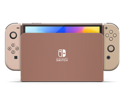 Lux Skins Nintendo Switch OLED Latte Time Nintendo logo Skins - Solid Colours Colour Blocking Skin