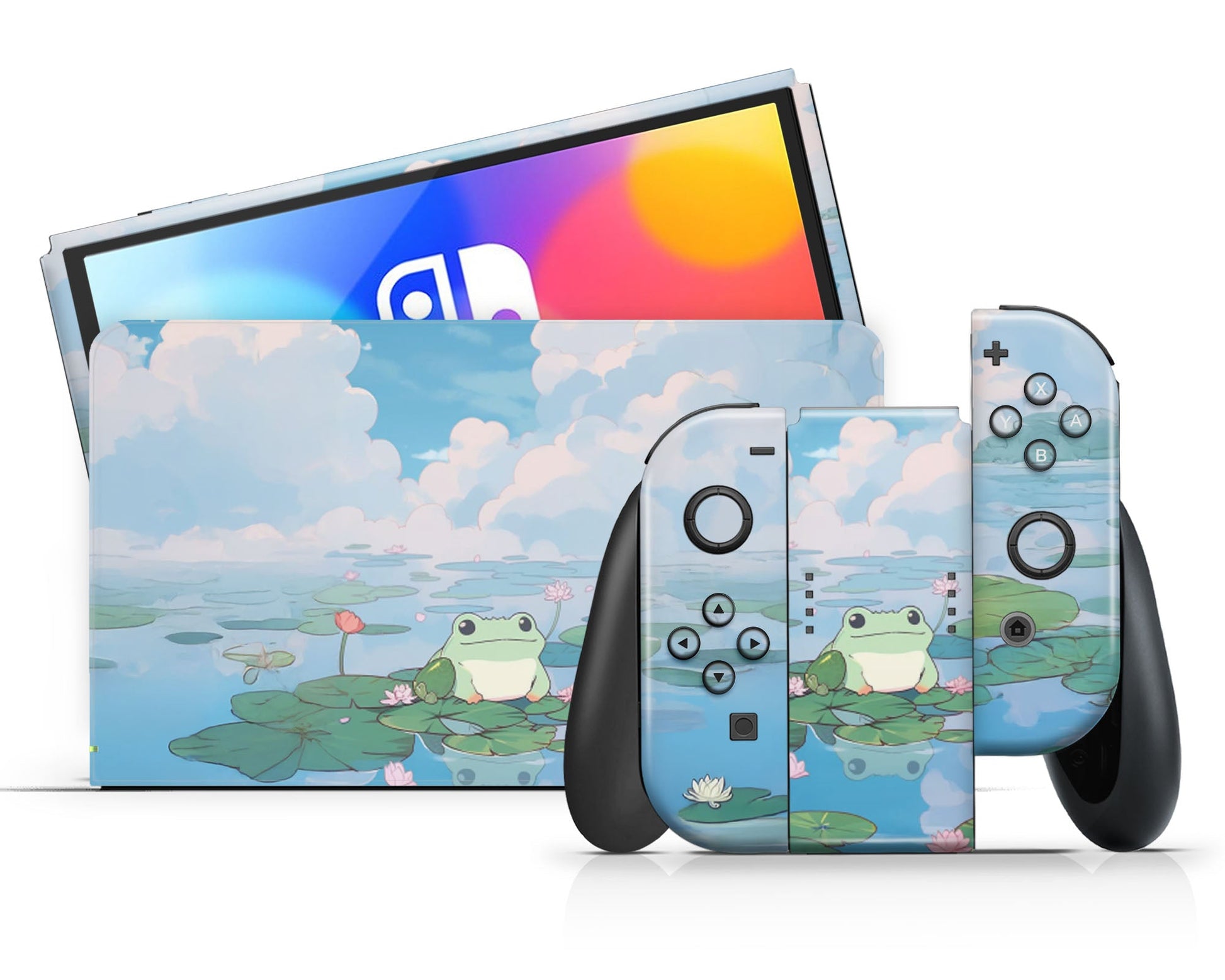 Lux Skins Nintendo Switch OLED Cute Lily Pad Frog Full Set Skins - Animal  Skin