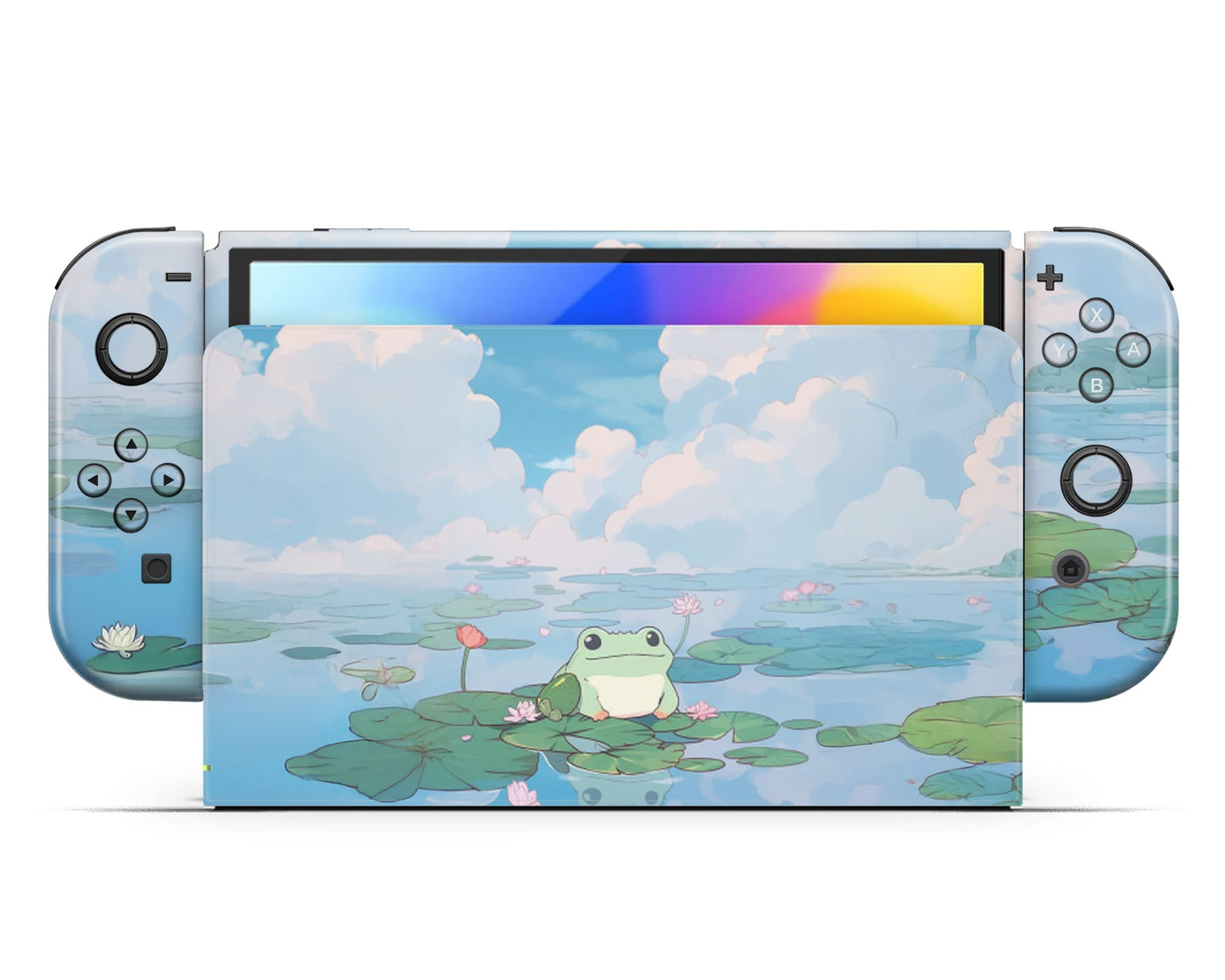 Lux Skins Nintendo Switch OLED Cute Lily Pad Frog Full Set +Tempered Glass Skins - Animal  Skin