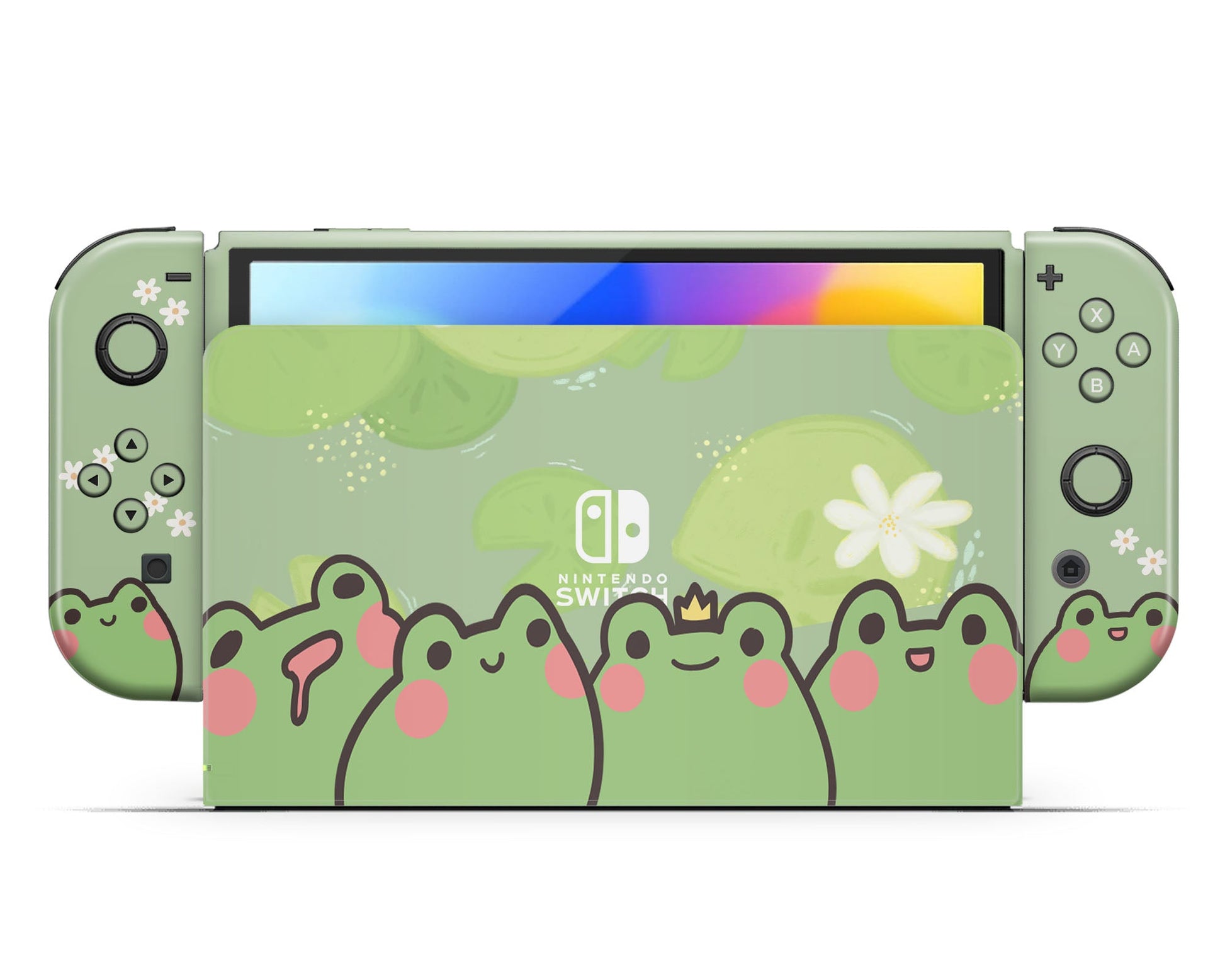 Lux Skins Nintendo Switch OLED Froggy Matcha Full Set +Tempered Glass Skins - Animal  Skin