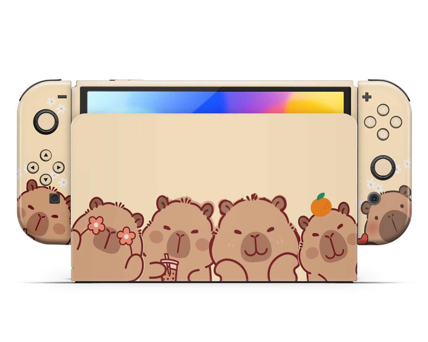 Lux Skins Nintendo Switch OLED Cute Capybara Full Set +Tempered Glass Skins - Animal  Skin