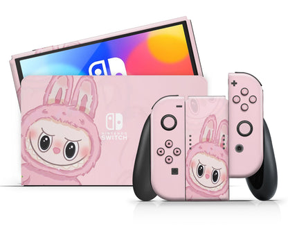 Lux Skins Nintendo Switch OLED Cute Pink Labubu Full Set Skins - Pop culture Pattern Skin