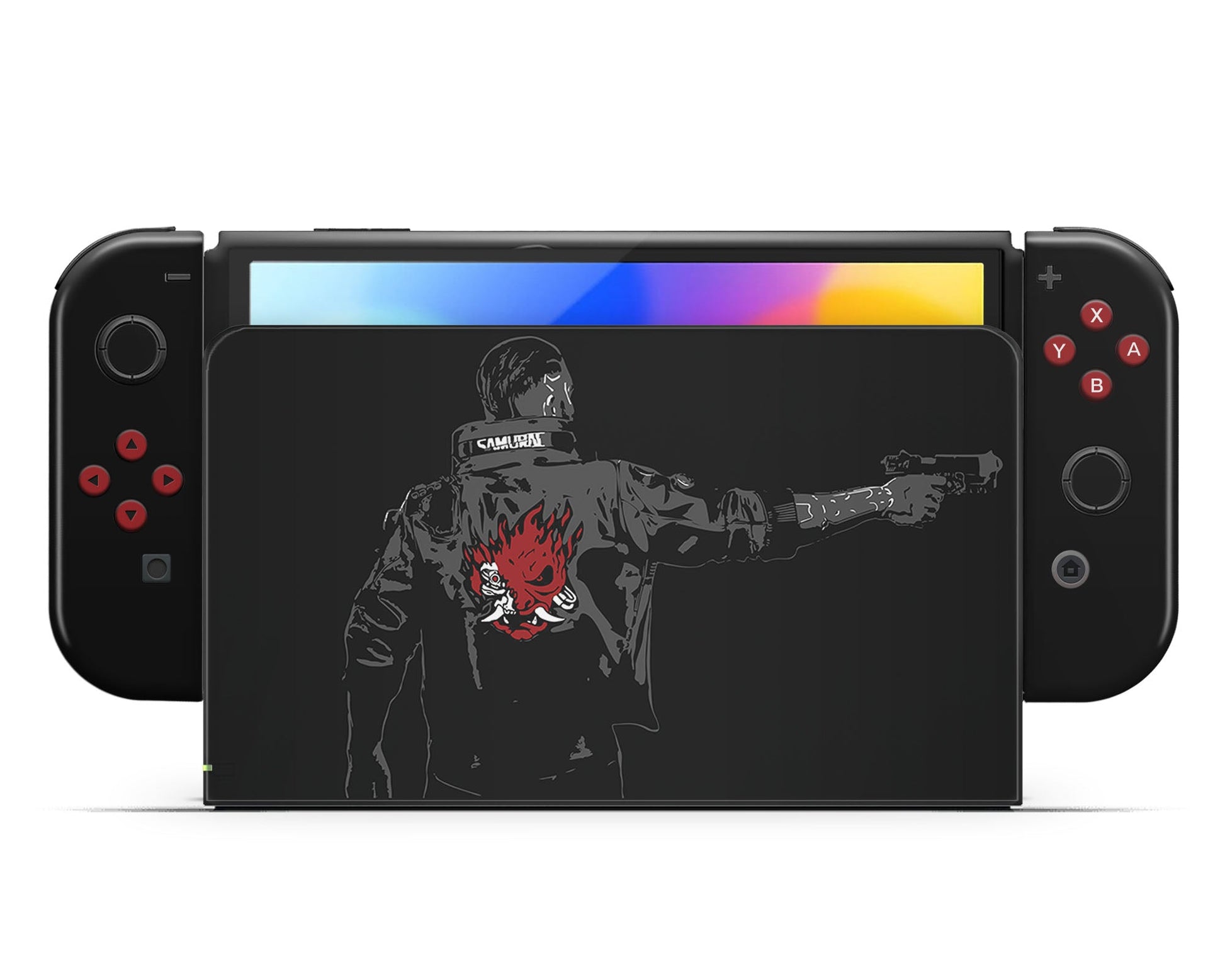 Lux Skins Nintendo Switch OLED Cyberpunk 2077 Samurai Jacket Full Set +Tempered Glass Skins - Pop culture Cyberpunk Skin
