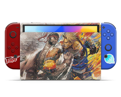 Lux Skins Nintendo Switch OLED Street Fighter Full Set +Tempered Glass Skins - Pop culture Street Fighter Skin