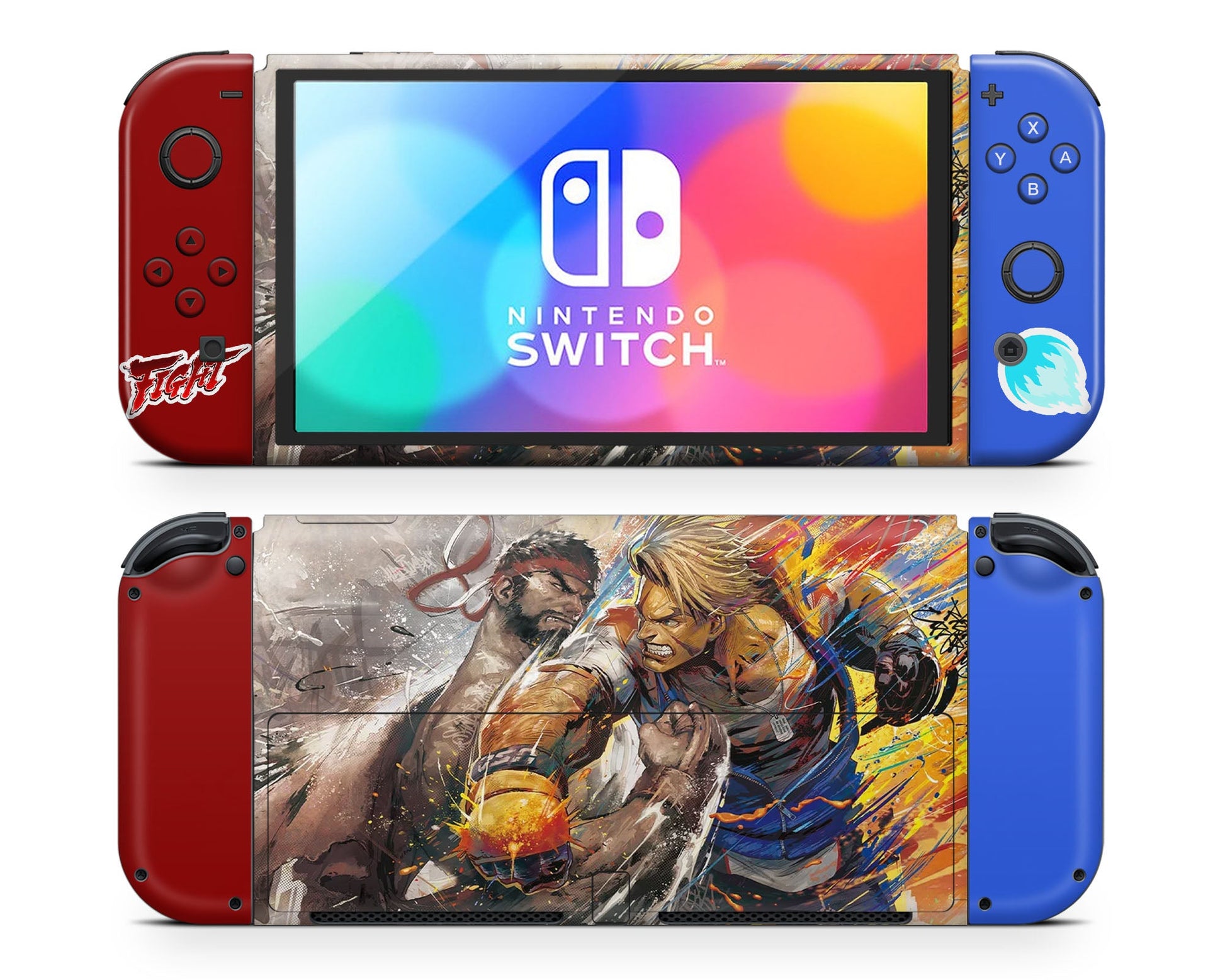 Lux Skins Nintendo Switch OLED Street Fighter Joycons Only Skins - Pop culture Street Fighter Skin