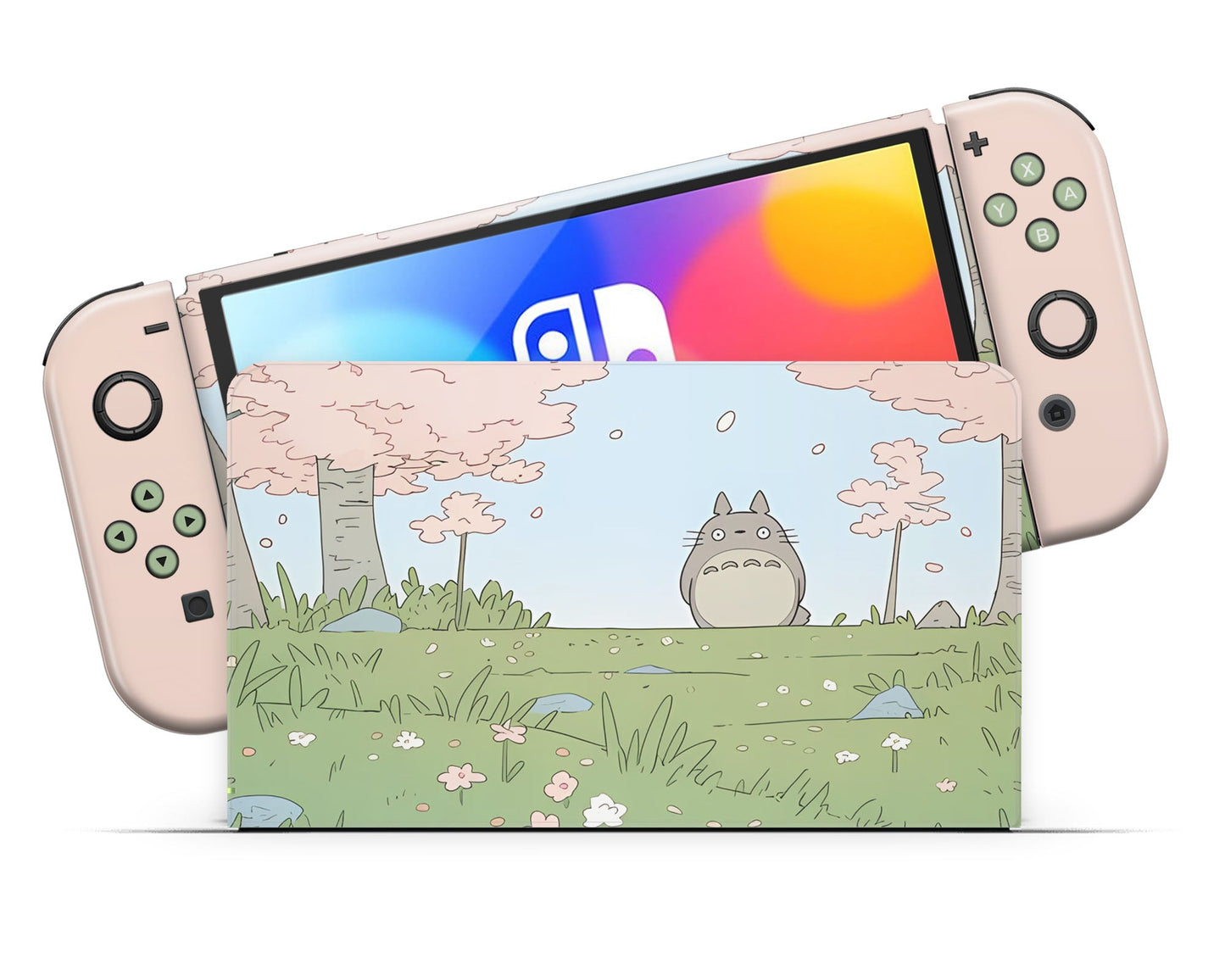 Totoro Pretty Pink Fields Nintendo Switch OLED Skin