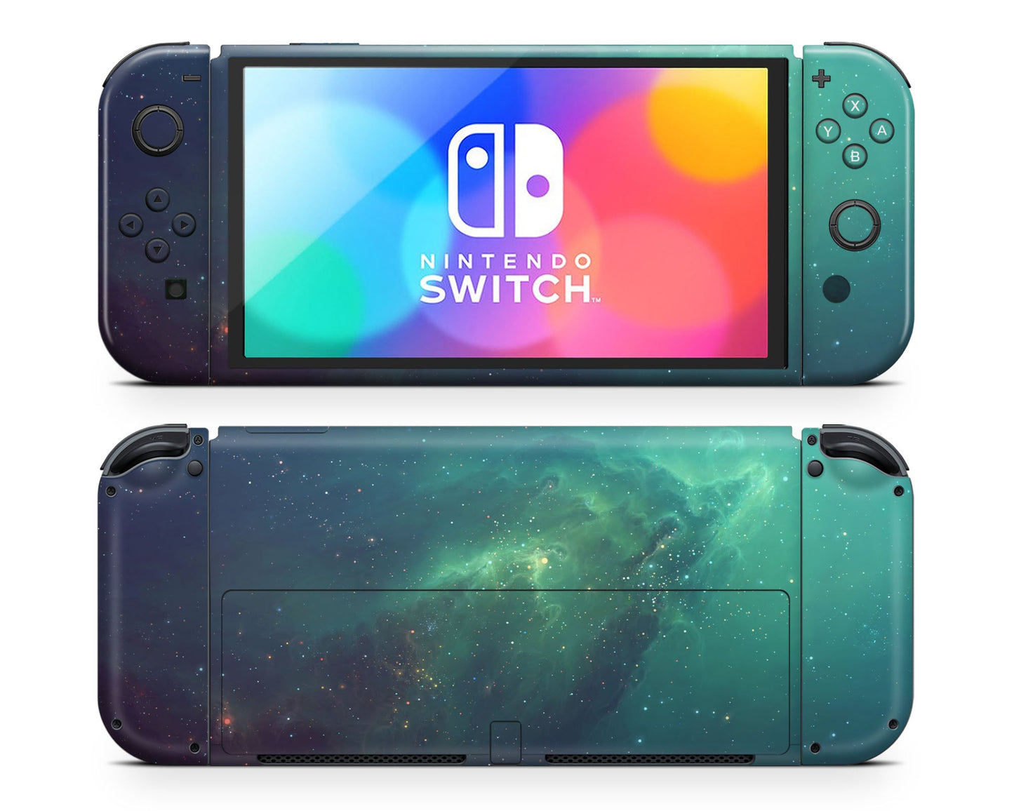 Lux Skins Nintendo Switch OLED Green Stardust Galaxy Joycons Only Skins - Pattern Galaxy Skin