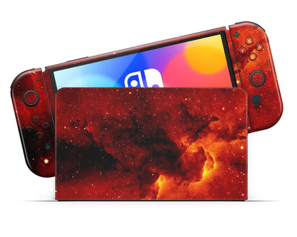 Red Stardust Galaxy Nintendo Switch OLED Skin