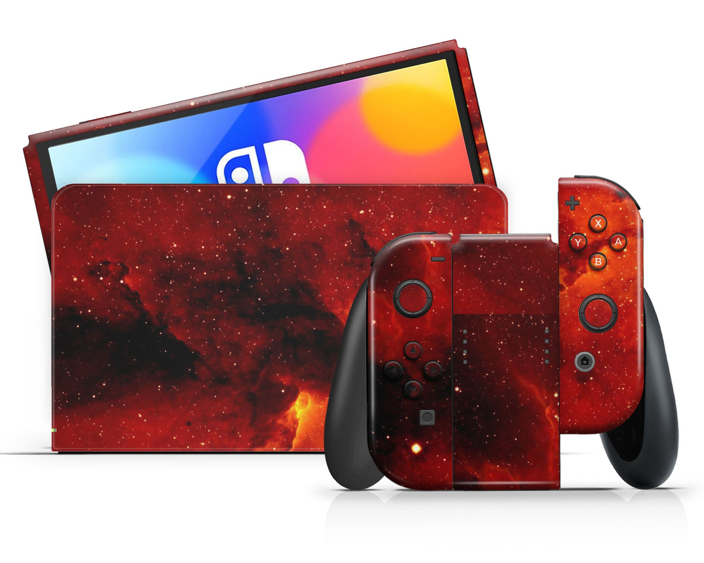 Lux Skins Nintendo Switch OLED Red Stardust Galaxy Full Set Skins - Pattern Galaxy Skin